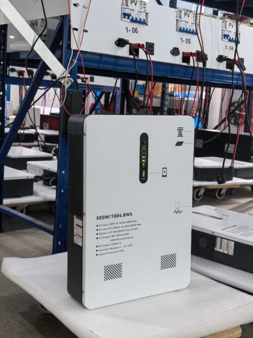 500W 1000Wh Wall-Mounted Solar Energy Storage System (ESS) | 3.2V 314Ah LiFePO4 Battery with Pure Sine Wave Inverter & MPPT Solar Charger