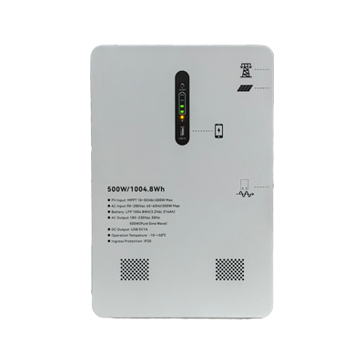 500W 1000Wh Wall-Mounted Solar Energy Storage System (ESS) | 3.2V 314Ah LiFePO4 Battery with Pure Sine Wave Inverter & MPPT Solar Charger