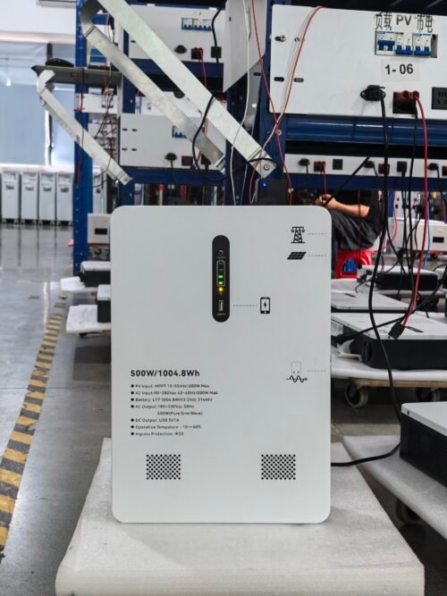 500W 1000Wh Wall-Mounted Solar Energy Storage System (ESS) | 3.2V 314Ah LiFePO4 Battery with Pure Sine Wave Inverter & MPPT Solar Charger