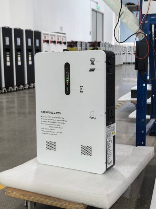 500W 1000Wh Wall-Mounted Solar Energy Storage System (ESS) | 3.2V 314Ah LiFePO4 Battery with Pure Sine Wave Inverter & MPPT Solar Charger